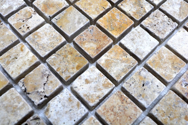 Travertino mosaico piastrelle terrazza pavimento pietra naturale giallo oro oro marrone piastrelle backsplash muro piastrelle cucina piastrelle bagno - MOS43-51023