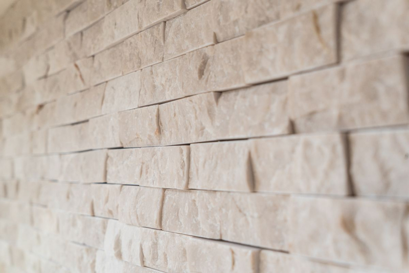 Mosaico dipinto a mano muro di pietra marmo pietra naturale avorio Brick Splitface Botticino Marble 3D MOS45-1202_m