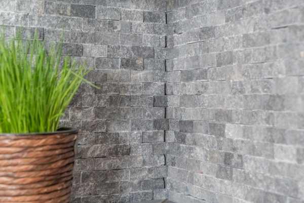 Mosaico pietra muro marmo pietra naturale grigio antracite Brick Splitface grigio Marmo 3D MOS40-48196_f