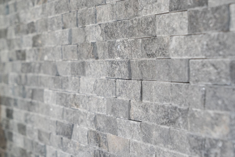 Parete in marmo Splitface parete in pietra pietra naturale grigio antracite parete in mattoni legame 3D ottica piastrelle backsplash - MOS40-48196