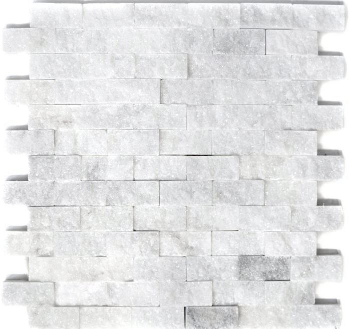 Piastrella di mosaico dipinta a mano marmo pietra naturale bianco Brick Splitface Ibiza Sugar Marble 3D MOS45-0204_m