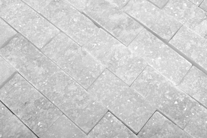 Piastrella di mosaico dipinta a mano marmo pietra naturale bianco Brick Splitface Ibiza Sugar Marble 3D MOS45-0204_m