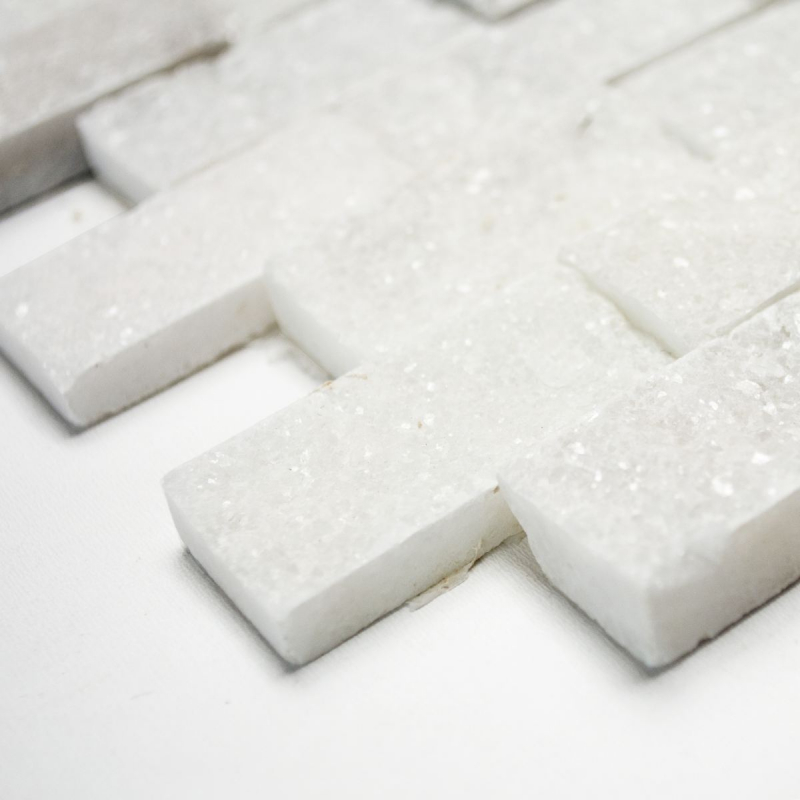 Piastrella di mosaico dipinta a mano marmo pietra naturale bianco Brick Splitface Ibiza Sugar Marble 3D MOS45-0204_m