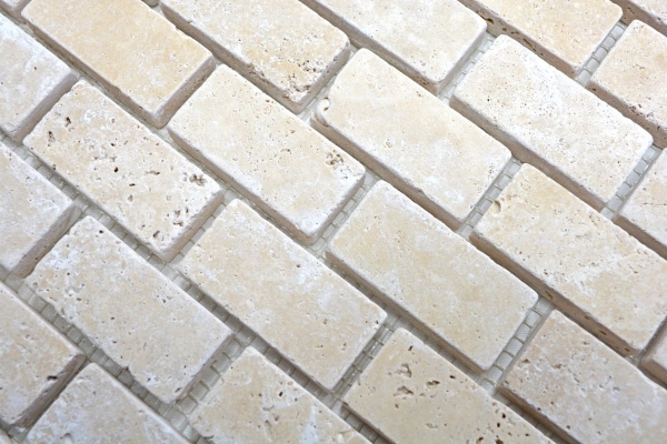 Travertino mosaico piastrelle terrazza pavimento pietra naturale beige crema mattone mattone aspetto piatto doccia doccia parete piastrelle backsplash bagno - MOS43-46234