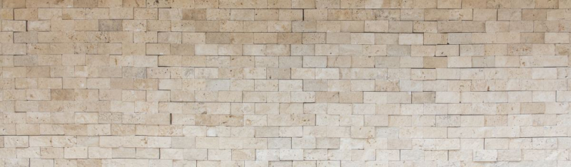 Piastrella a mosaico Travertino pietra naturale beige Brick Splitface Chiaro Travertino 3D MOS43-46248_f
