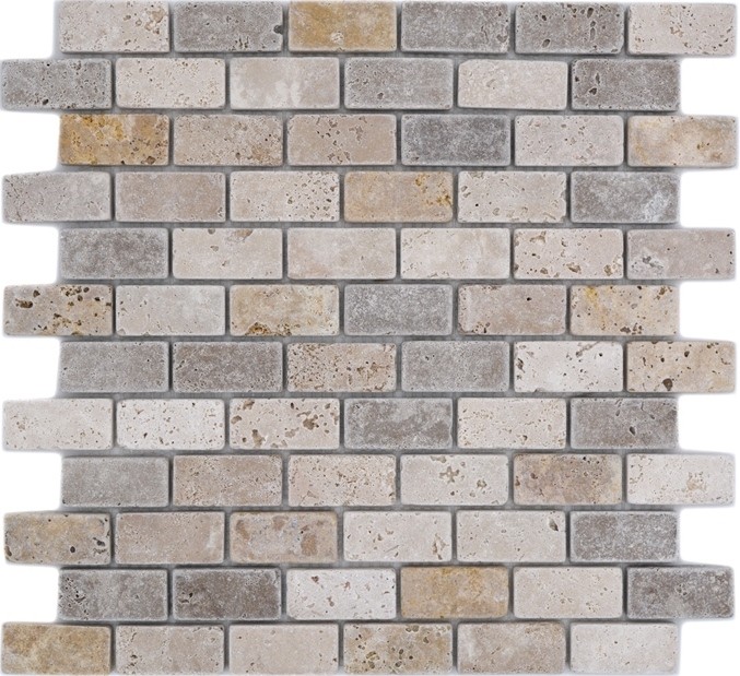 Travertino mosaico piastrelle terrazza pavimento pietra naturale beige marrone dorato marrone mattone mattone look piastrelle backsplash parete piastrelle cucina - MOS43-46474