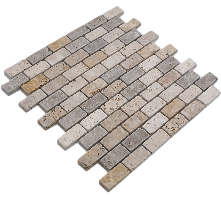 Travertino mosaico piastrelle terrazza pavimento pietra naturale beige marrone dorato marrone mattone mattone look piastrelle backsplash parete piastrelle cucina - MOS43-46474