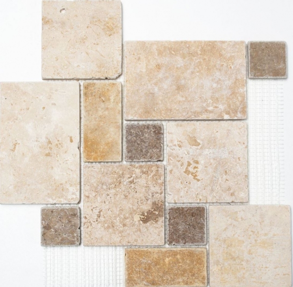 Piastrelle di travertino a mosaico pavimento terrazzo pietra naturale beige marrone dorato piastrella di pavimento legame romano - MOS43-1204