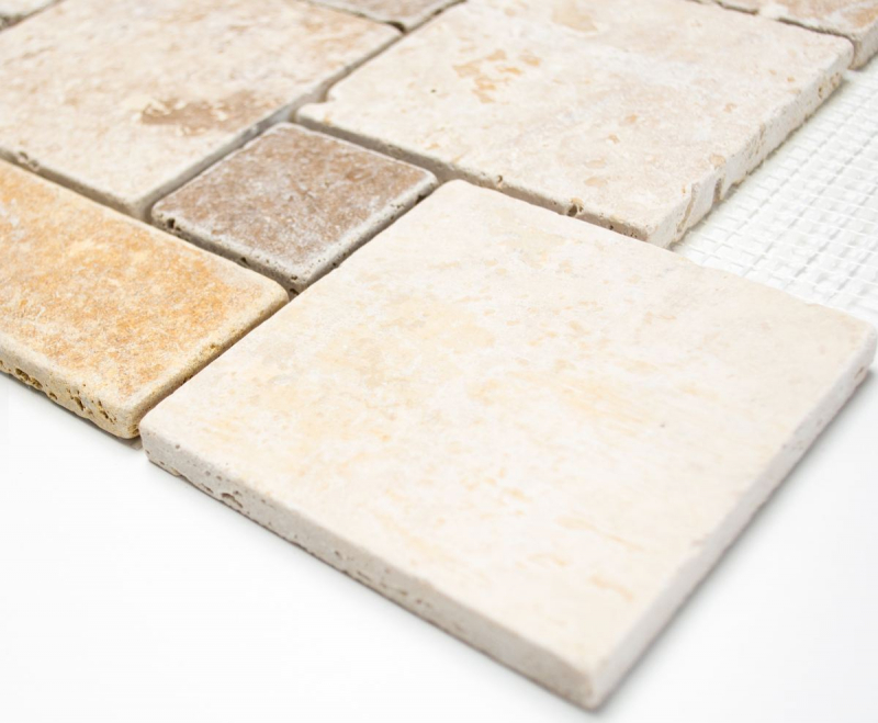 Piastrelle di travertino a mosaico pavimento terrazzo pietra naturale beige marrone dorato piastrella di pavimento legame romano - MOS43-1204