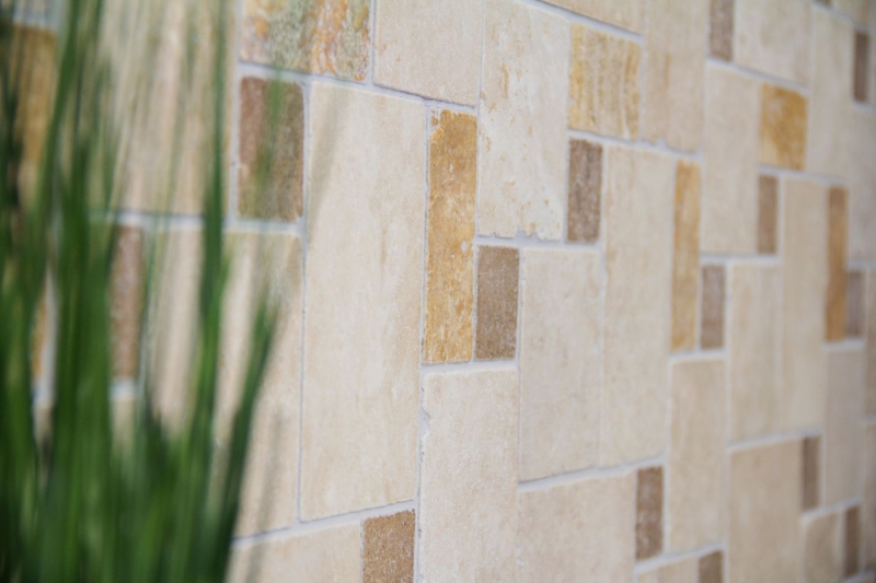 Piastrelle di travertino a mosaico pavimento terrazzo pietra naturale beige marrone dorato piastrella di pavimento legame romano - MOS43-1204
