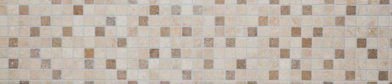Campione a mano di mosaico per cucina Travertino pietra naturale beige marrone Chiaro + Noche Travertino MOS43-1216_m