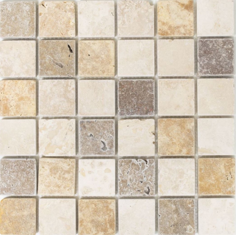 Travertino mosaico piastrelle terrazza pavimento pietra naturale Medio beige marrone marrone dorato backsplash cucina piastrelle - MOS43-46685