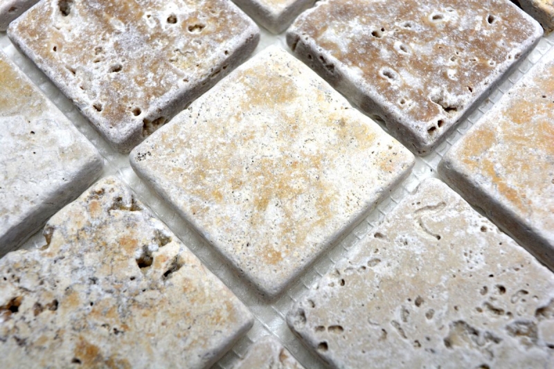 Travertino mosaico piastrelle terrazza pavimento pietra naturale Medio beige marrone marrone dorato backsplash cucina piastrelle - MOS43-46685