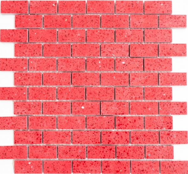 Piastrella di mosaico modellata a mano specchio quarzo composito pietra artificiale Brick Rosso artificiale MOS46-ASMB4_m