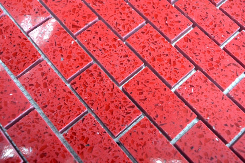 Piastrelle di mosaico quarzo composito pietra artificiale Mattone rosso artificiale MOS46-ASMB4