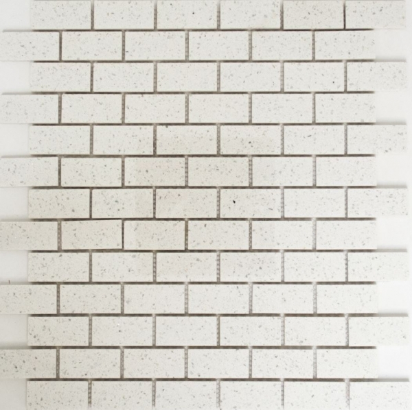 Piastrelle di mosaico quarzo composito pietra artificiale Brick Artifical bianco MOS46-0104