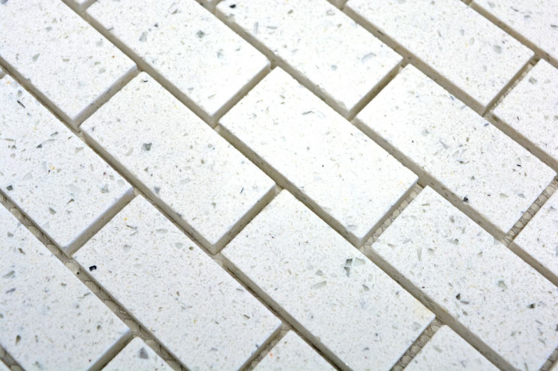 Piastrelle di mosaico quarzo composito pietra artificiale Brick Artifical bianco MOS46-0104