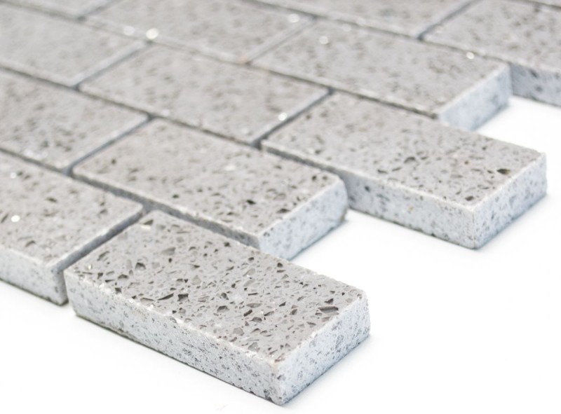 Piastrelle di mosaico quarzo composito pietra artificiale Brick Artifical grey MOS46-0204