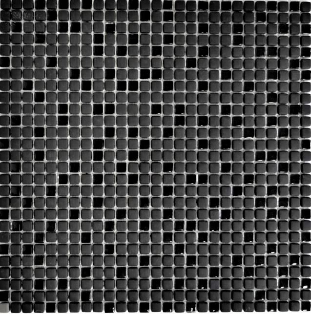 Mosaico dipinto a mano ECO Recycling GLAS Smalto nero opaco MOS140-01B_m