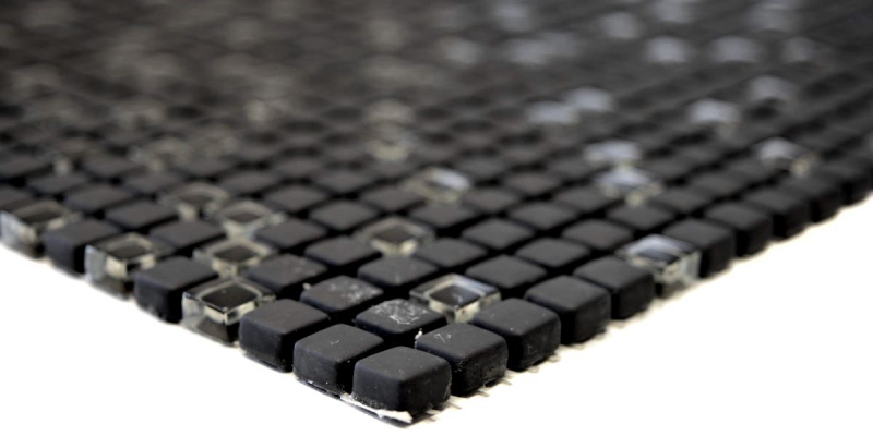 Mosaico dipinto a mano ECO Recycling GLAS Smalto nero opaco MOS140-01B_m