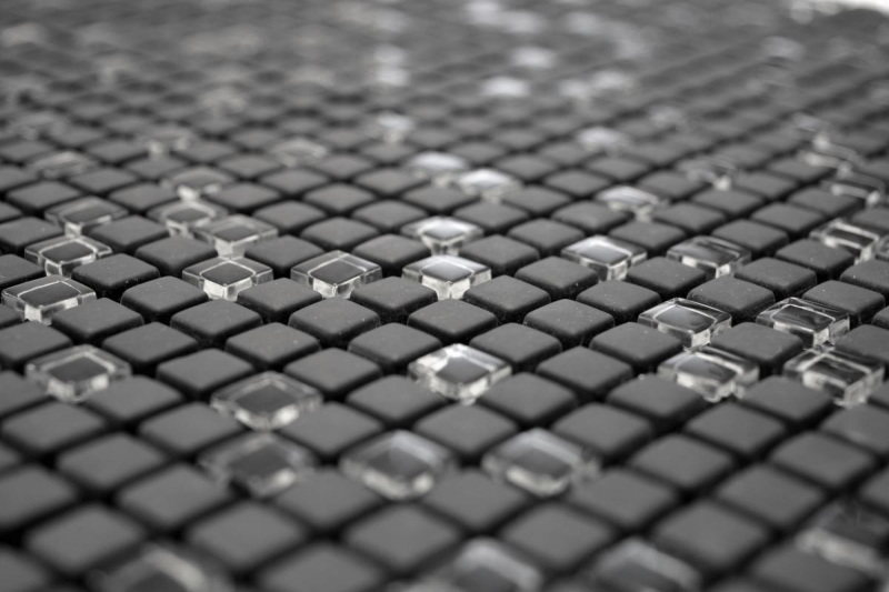 Mosaico dipinto a mano ECO Recycling GLAS Smalto nero opaco MOS140-01B_m