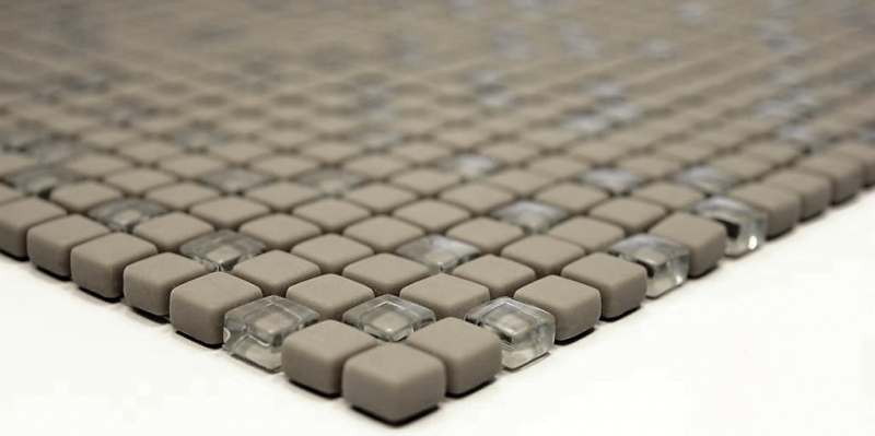 Mosaico dipinto a mano ECO Recycling GLAS Smalto crema vetro opaco MOS140-03C_m