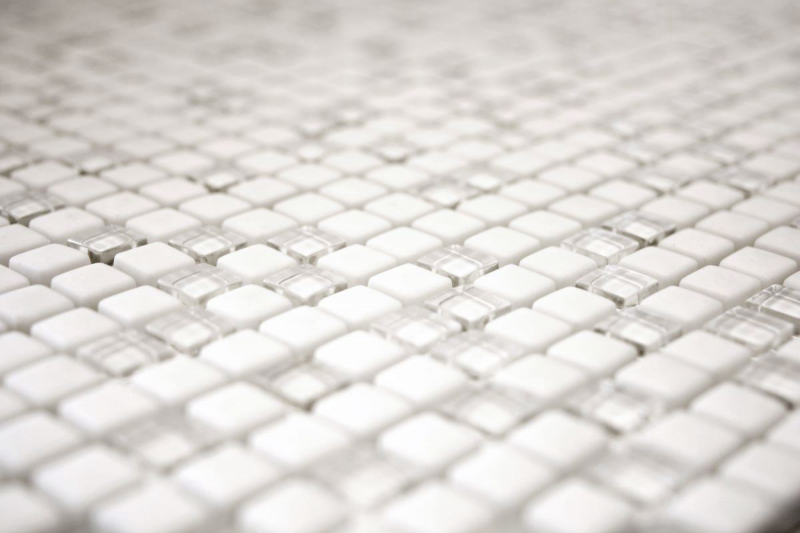 Mosaico dipinto a mano ECO Recycling GLAS Smalto bianco opaco MOS140-07W_m