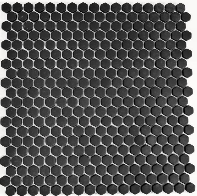 Mosaico di vetro Rivestimento sostenibile Tile Recycling Hexagon Smalto nero antracite opaco MOS140-HX11B
