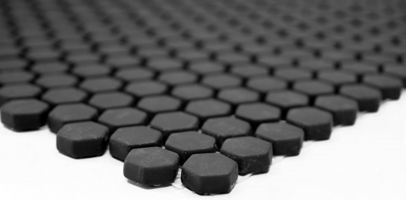 Mosaico di vetro Rivestimento sostenibile Tile Recycling Hexagon Smalto nero antracite opaco MOS140-HX11B