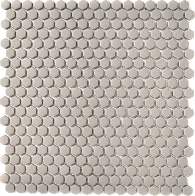 Piastrella di mosaico dipinta a mano ECO Recycling GLAS Hexagon Smalto crema opaco MOS140-HX13C_m