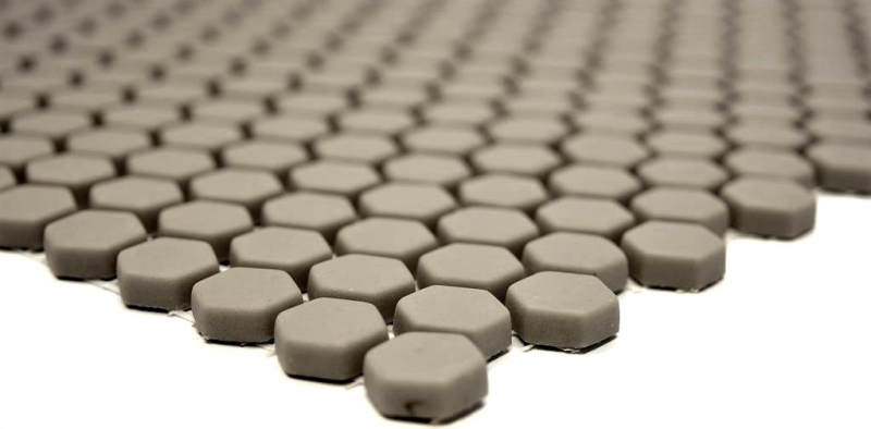 Piastrella di mosaico dipinta a mano ECO Recycling GLAS Hexagon Smalto crema opaco MOS140-HX13C_m