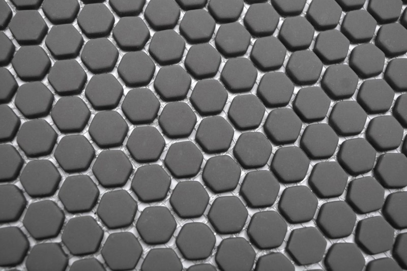 Mosaico di vetro Rivestimento sostenibile Backsplash di piastrelle Riciclaggio Esagono Smalto grigio-marrone opaco MOS140-HX15G