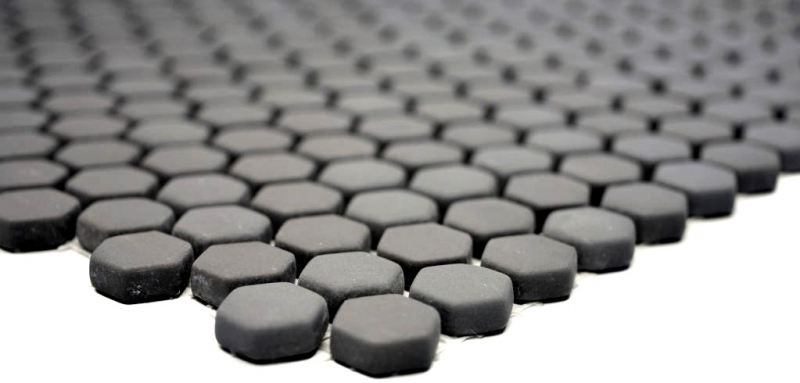 Mosaico dipinto a mano ECO Recycling GLAS Smalto esagonale grigio-marrone opaco MOS140-HX15G_m