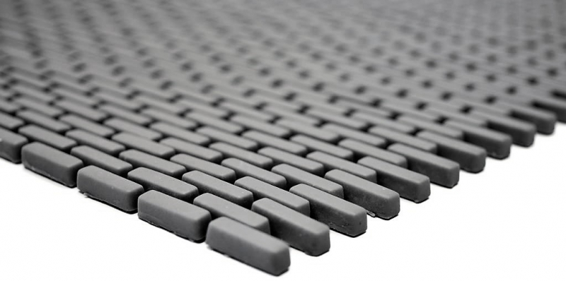 Piastrella di mosaico ECO GLAS Brick Smalto grigio-marrone opaco MOS140-B25G_f | 10 tappetini di mosaico
