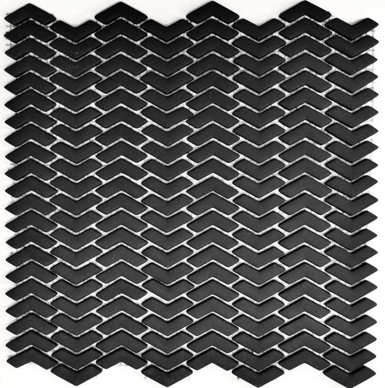 Mosaico dipinto a mano ECO recycled GLASS smalto a spina di pesce nero opaco MOS140-HB31B_m