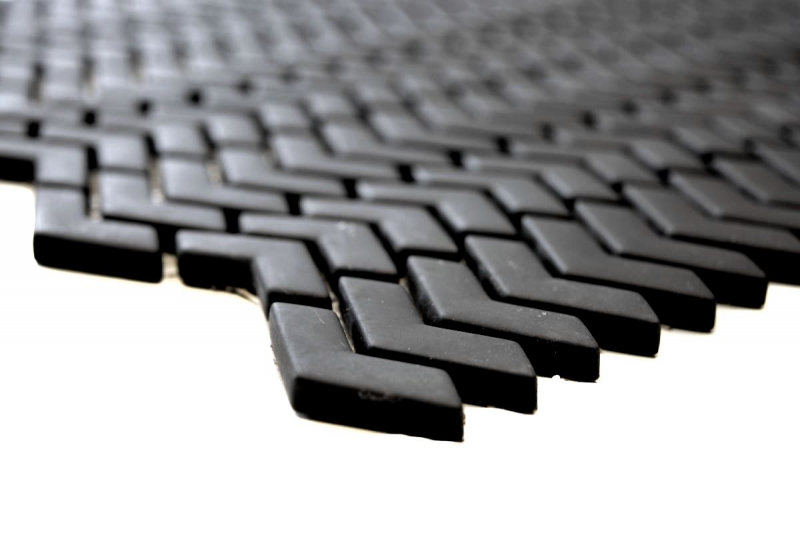 Mosaico dipinto a mano ECO recycled GLASS smalto a spina di pesce nero opaco MOS140-HB31B_m