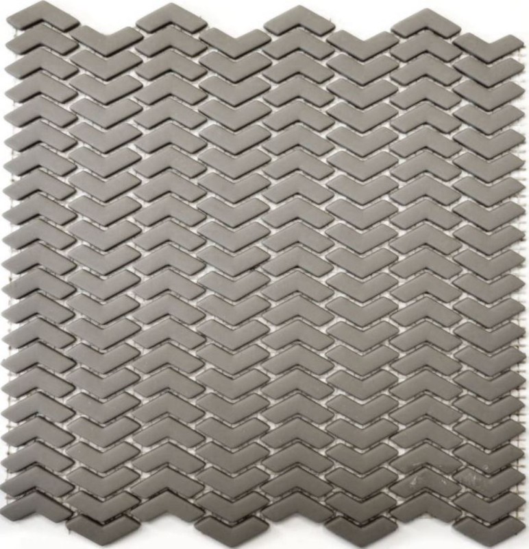 Piastrella di mosaico dipinta a mano ECO Recycling GLASS A spina di pesce Smalto crema opaco MOS140-HB33C_m