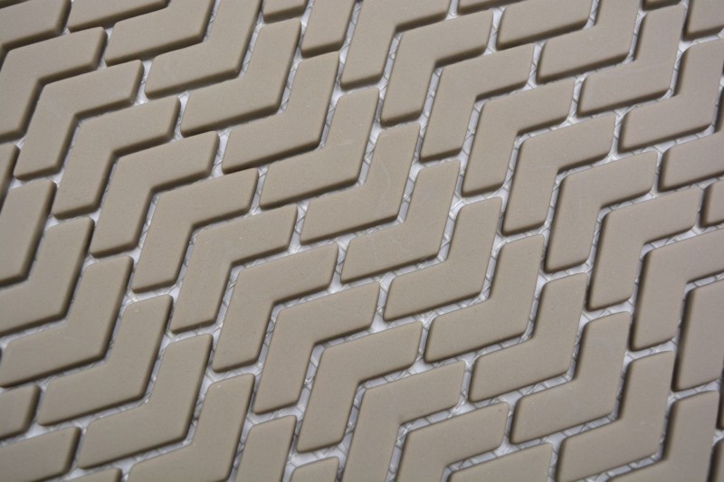 Mosaico di vetro Rivestimento sostenibile Backsplash di piastrelle Riciclaggio a spina di pesce Smalto beige crema opaco MOS140-HB33C