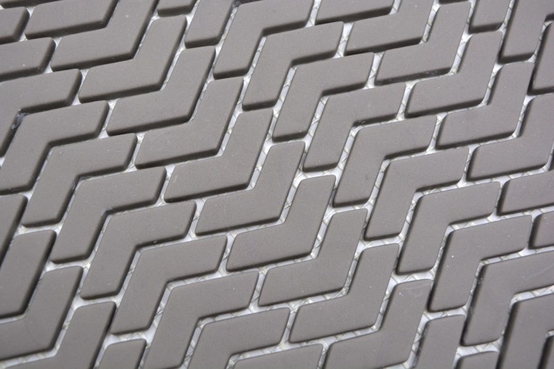 Mosaico di vetro Rivestimento sostenibile Backsplash di piastrelle Riciclaggio a spina di pesce Smalto grigio-marrone opaco MOS140-HB35G
