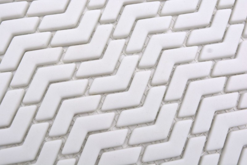 Mosaico di vetro Rivestimento sostenibile Backsplash di piastrelle Riciclaggio a spina di pesce Smalto bianco opaco MOS140-HB37W