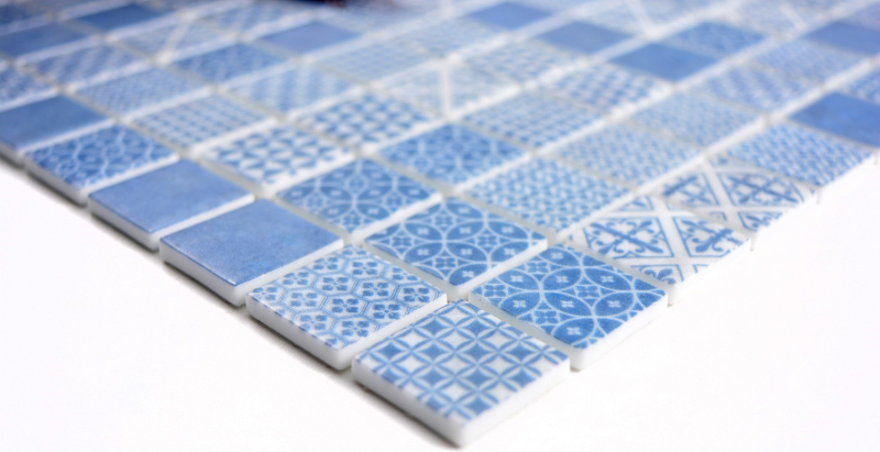 Mosaico vintage retrò ECO GLASS blu patchwork MOS145-P-40_f | 10 tappetini per mosaico