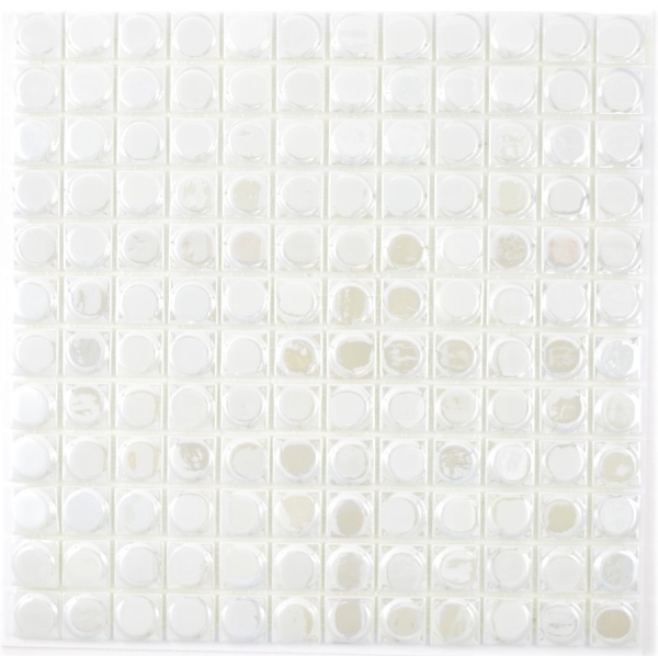 Mosaico di vetro Rivestimento sostenibile Piastrella Riciclaggio bianco metallizzato 3DR MOS350-12