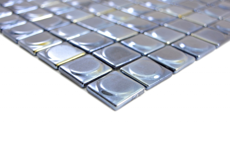 Piastrella di mosaico campione a mano ECO Recycling GLAS ECO nero metallizzato 3DR MOS350-18_m