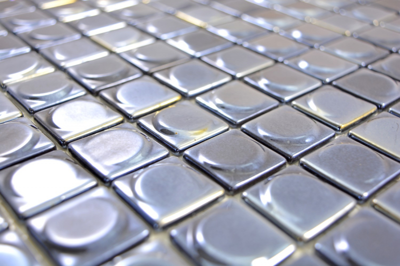 Piastrella di mosaico campione a mano ECO Recycling GLAS ECO nero metallizzato 3DR MOS350-18_m