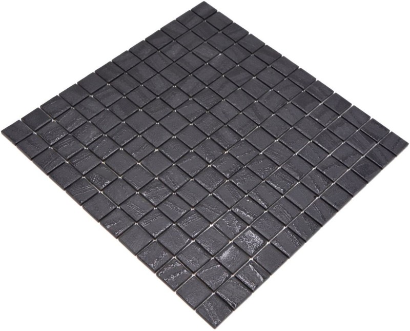 Mosaico di vetro Rivestimento sostenibile Backsplash di piastrelle Riciclaggio nero antracite MOS360-03