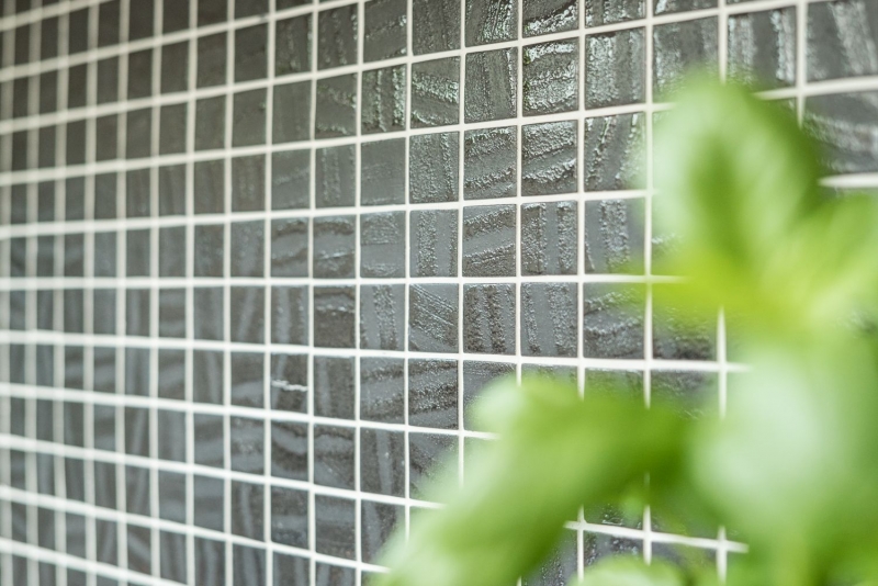 Mosaico di vetro Rivestimento sostenibile Backsplash di piastrelle Riciclaggio nero antracite MOS360-03