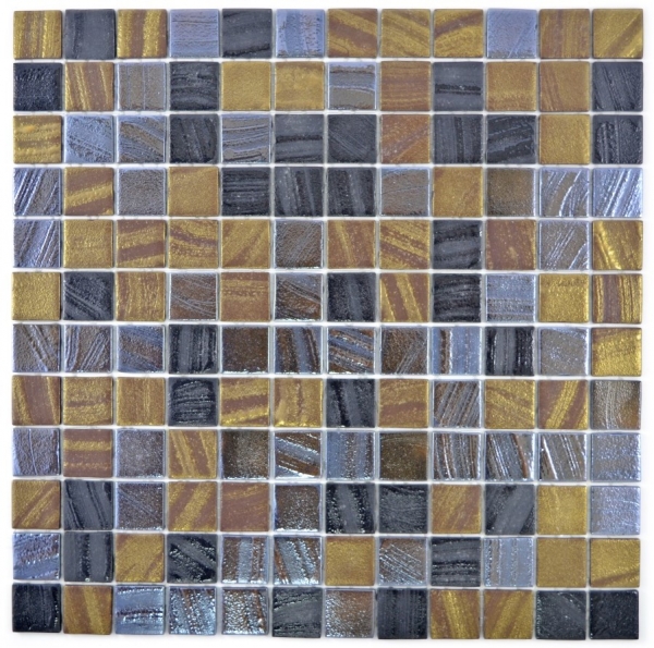 Piastrella di mosaico ECO GLAS nero antracite satinato oro bronzo ossido MOS360-357_f | 10 tappetini di mosaico