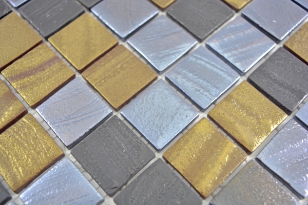 Piastrella di mosaico ECO GLAS nero antracite satinato oro bronzo ossido MOS360-357_f | 10 tappetini di mosaico