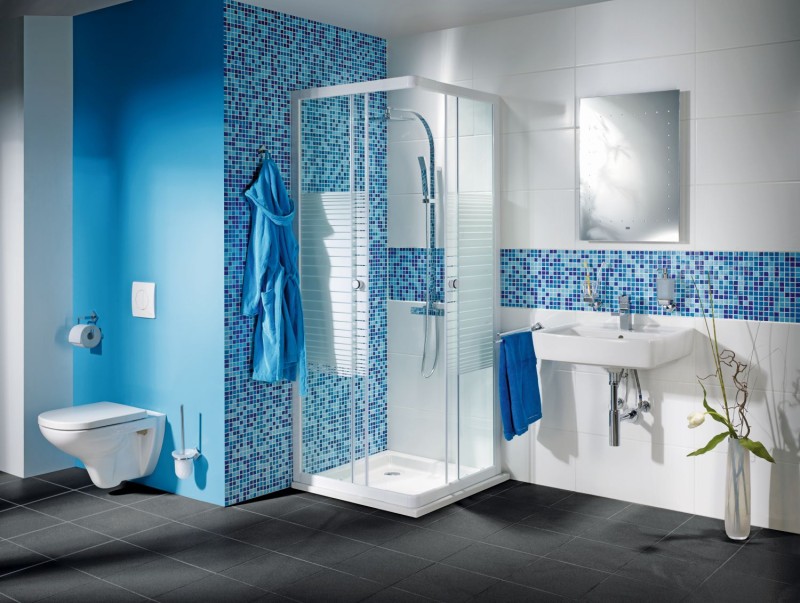 Mosaico di vetro Piastrelle di mosaico azzurro blu Piastrella per bagno Alzatina per doccia Schienale per piastrelle MOS52-0402