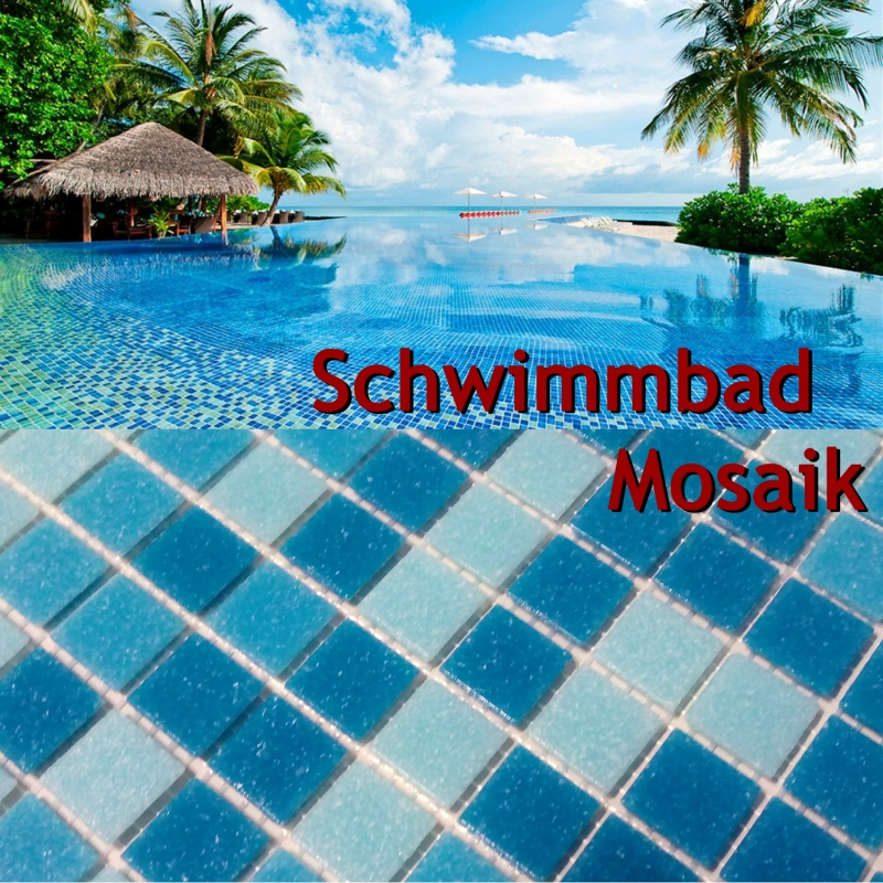 Mosaico per piscina tessere di vetro azzurro blu carta-legante MOS52-0402_Papier_f | 10 tessere di mosaico